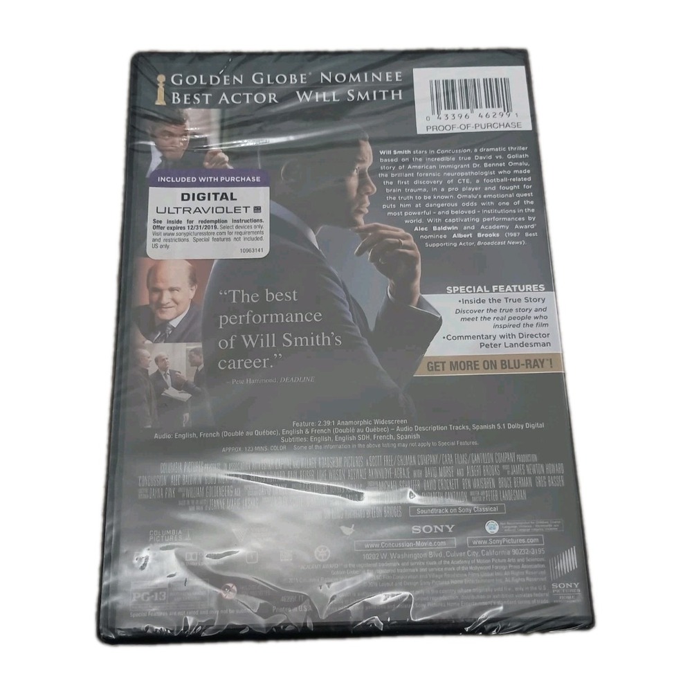 Concussion Will Smith (DVD: 2016, Widescreen) BRAND NEW SEALED - Picture 2 of 2